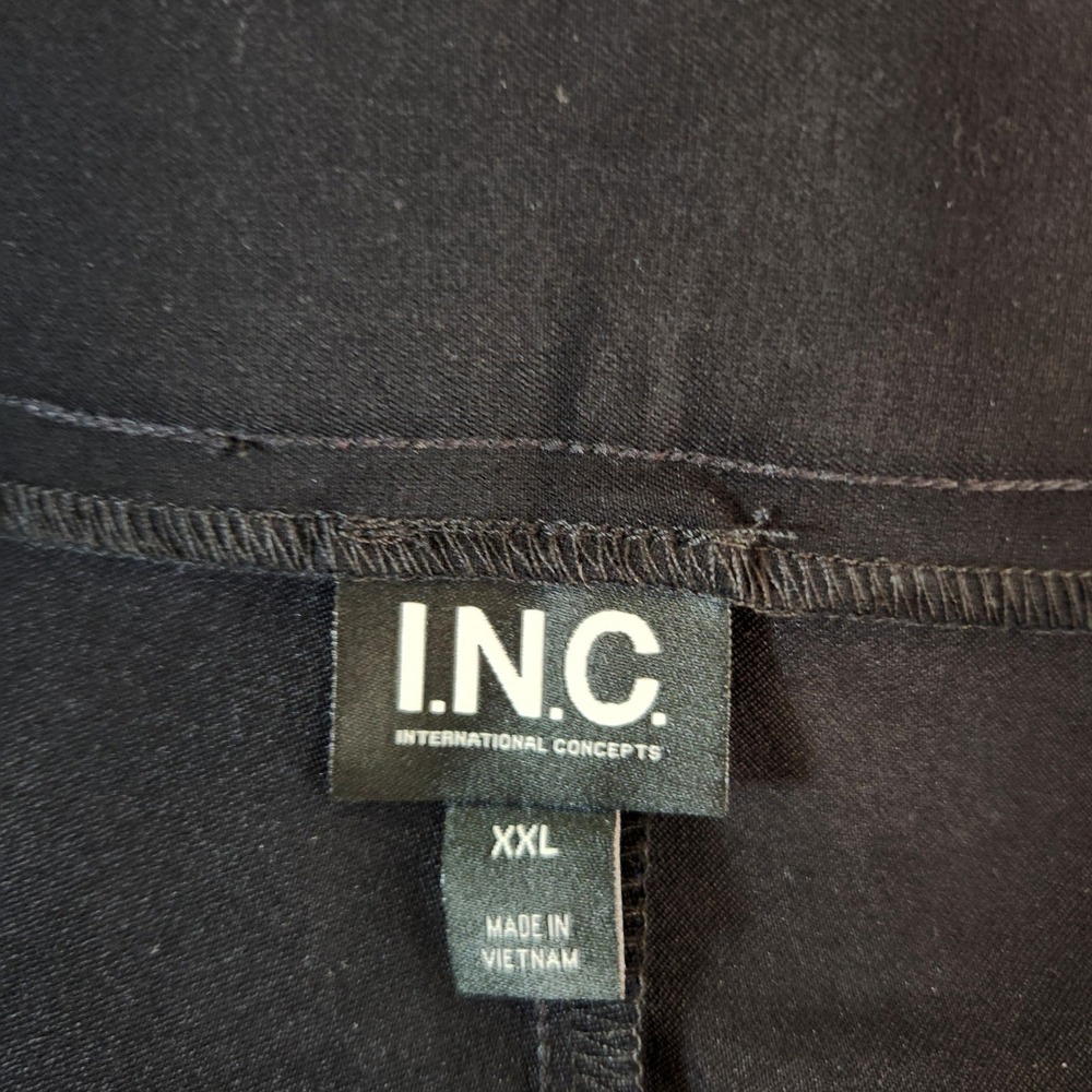 INC NWT Women's Black Flare Leg Pull On Pants XXL High Rise Faux Pockets Stretch - Picture 8 of 10